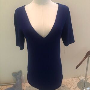 Elegant Blue V-Neck Women's Top